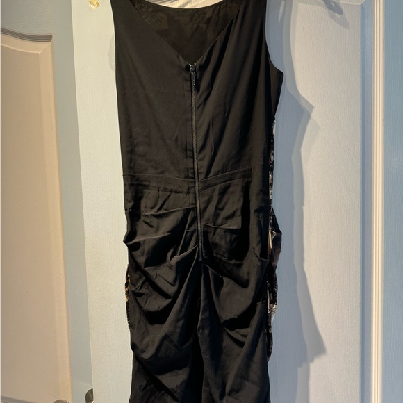 NICOLE MILLER DRESS SIZE XS-S SLEEVELESS MINI DOUBLE COLOR BLACK/BRO WHITE - Picture 2 of 4